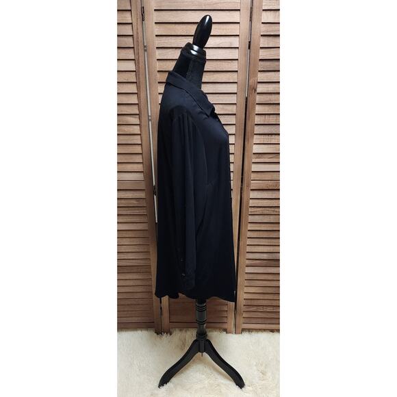 Torrid 1 (1X) Women's Midi Tunic Dress Button-Up Long-Sleeve Classic Black Top - Picture 3 of 8